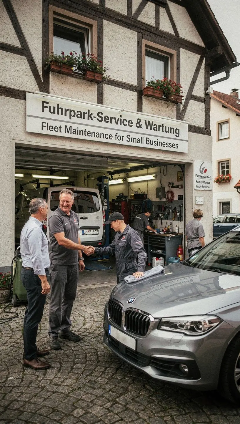 Techniker überprüft planmäßig den Motor eines Transporters für eine kleine Firma